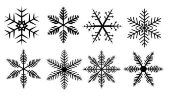 set of silhouette snowflakes on a white background vector