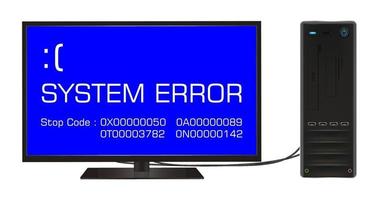 broken desktop computer error screen vector