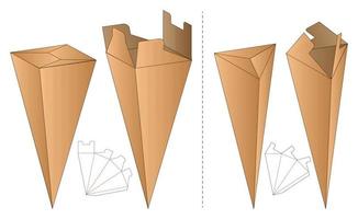 diseño de plantilla troquelada de embalaje de caja. Maqueta 3d vector