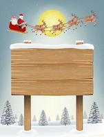 wood board sign with santa claus and reindeers vector