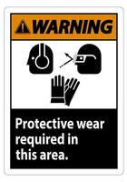 Warning Sign Wear Protective Equipment In This Area With PPE Symbols vector