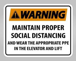 Warning Maintain Proper Social Distancing Sign vector