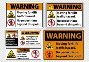 Moving forklift traffic hazard No pedestrians beyond this point Symbol Sign Isolate on transparent Background vector