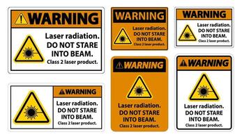 Warning Laser radiation do not stare into beam class 2 laser product Sign on white background vector