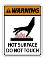 advertencia peligro de quemaduras superficie caliente no tocar símbolo signo vector