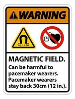 Warning Magnetic field can be harmful to pacemaker wearers pacemaker wearers stay back 30cm vector