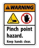 Warning Pinch Point Hazard Keep Hands Clear Symbol Sign vector