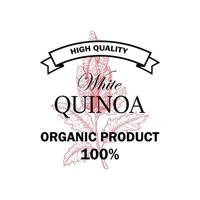 Quinoa vintage logo with hand drawn element. Vector illustration in sketch style