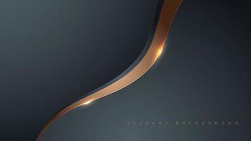 Elegant background with golden wavy shape in the dark. Business product modern banner vector illustration.