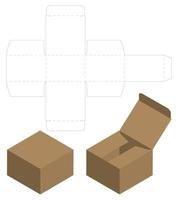 diseño de plantilla troquelada de embalaje de caja. Maqueta 3d vector