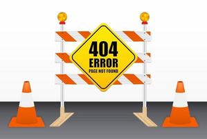 404 error, page not found on road block tools vector