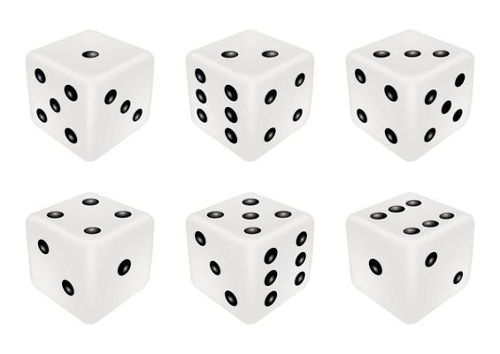 set of a white dices, three dimensions
