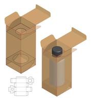 diseño de plantilla troquelada de embalaje de caja. Maqueta 3d vector