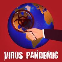 magnifying glass researches virus pandemic on Earth vector