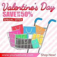 Valentines Day Shopping Sale greeting card banner vector