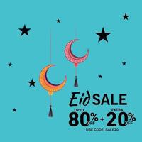 illustration  of a Sale Banner Or Sale Poster For Festival Of Eid Mubarak. vector