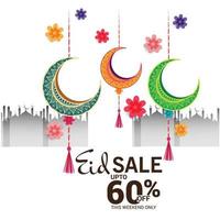 illustration  of a Sale Banner Or Sale Poster For Festival Of Eid Mubarak. vector