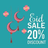illustration  of a Sale Banner Or Sale Poster For Festival Of Eid Mubarak. vector