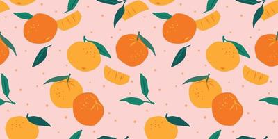 Vector seamless pattern with mandarins