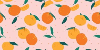 Vector seamless pattern with mandarins