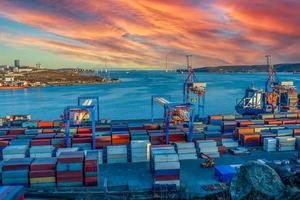 Industrial landscape with a view of the port photo