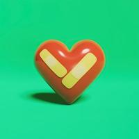 Heart-shaped with medical recovery tape on green background photo