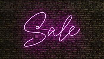 Realistic neon lamp with the word SALE in pink photo