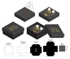 Box packaging die cut template design. 3d mock-up vector