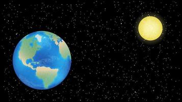 Tierra real y luna en el espacio con fondo de estrellas. vector
