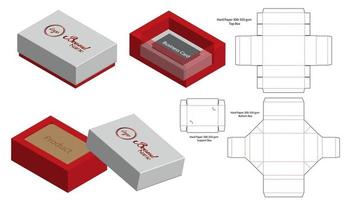 diseño de plantilla troquelada de embalaje de caja. Maqueta 3d vector