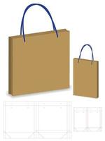 Paper Bag packaging die cut template design. 3d mock-up