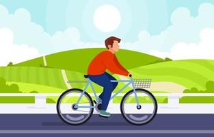 Man Riding Bicycle on Hill vector