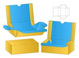 diseño de plantilla troquelada de embalaje de caja. Maqueta 3d vector