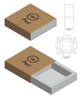 diseño de plantilla troquelada de embalaje de caja. Maqueta 3d vector