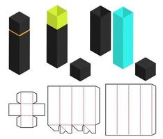 diseño de plantilla troquelada de embalaje de caja. Maqueta 3d vector