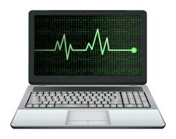 laptop computer with green heart rate on screen vector