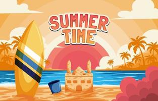 Summer Time Beach Background vector