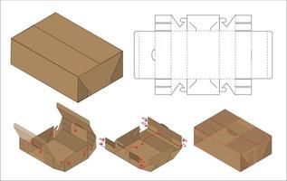 diseño de plantilla troquelada de embalaje de caja. Maqueta 3d vector