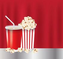 Popcorn and drink vector