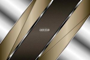 Fondo de lujo de oro y plata con líneas de textura de fibra de carbono.Diseño moderno de metal elegante. vector