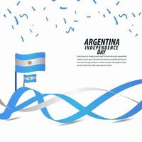 Happy Argentina Independence Day Celebration, Poster, Ribbon banner vector template design illustration