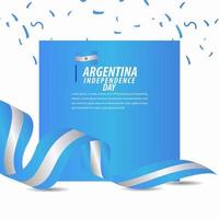 Happy Argentina Independence Day Celebration, Poster, Ribbon banner vector template design illustration