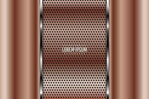 Metallic background with copper perforated texture. vector