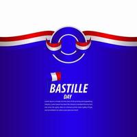 Happy Bastille Day Celebration, Poster, Ribbon banner vector template design illustration