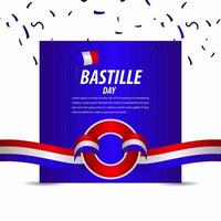 Happy Bastille Day Celebration, Poster, Ribbon banner vector template design illustration