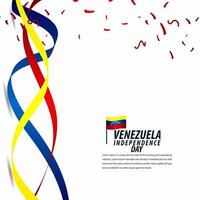 Happy Venezuela Independence Day Celebration, ribbon banner, poster template design illustration vector