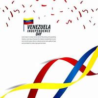 feliz celebración del día de la independencia de venezuela, banner de cinta, ilustración de diseño de plantilla de cartel vector