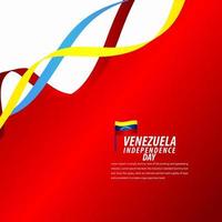 feliz celebración del día de la independencia de venezuela, banner de cinta, ilustración de diseño de plantilla de cartel vector