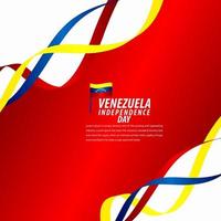 Happy Venezuela Independence Day Celebration, ribbon banner, poster template design illustration vector