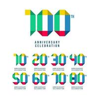 Ilustración de diseño de plantilla de vector de celebración de conjunto de 100 aniversario